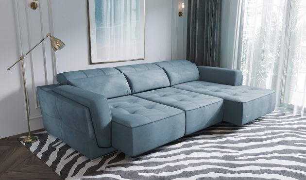 Bilbao Midnight Blue Sectional Sofa Right Chaise