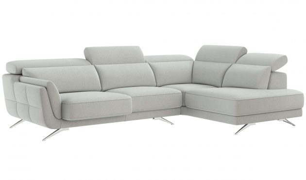 Ronda Light Grey Beige Sectional Sofa Right Bumper Chaise