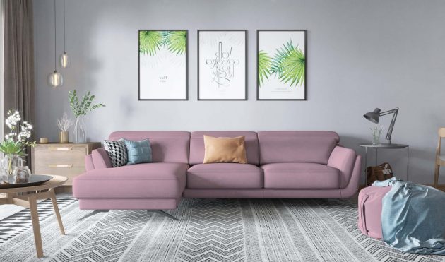Ronda Pink Sectional Left Facing Chaise