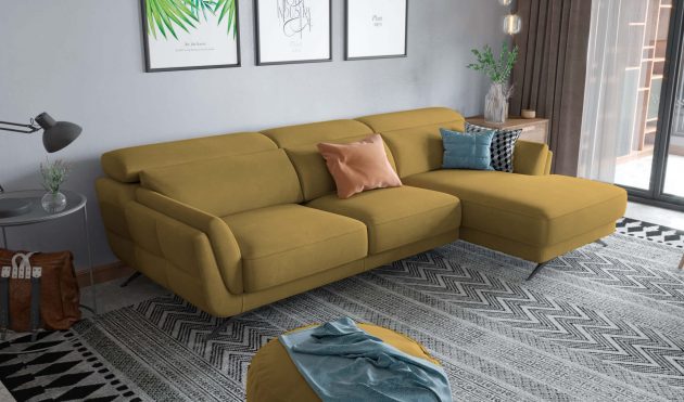 Ronda Yellow Sectional Right Facing Chaise