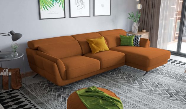 Ronda Orange Sectional Right Facing Chaise