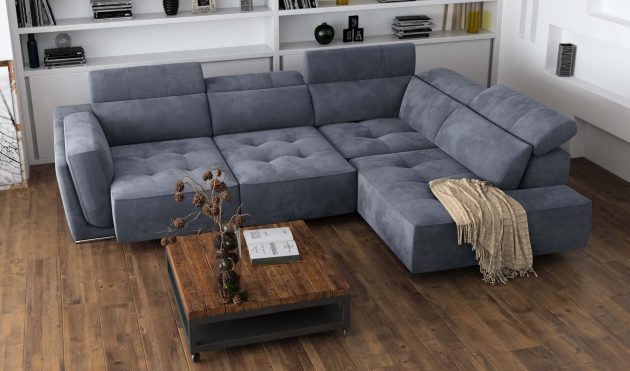 Bilbao Midnight Blue Sectional Sofa Right Bumper Chaise