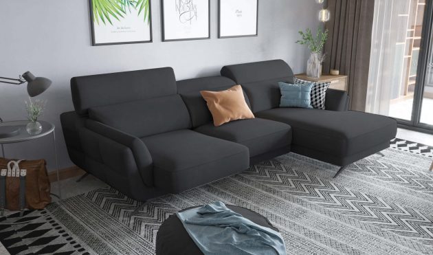 Ronda Black Sectional Right Facing Chaise