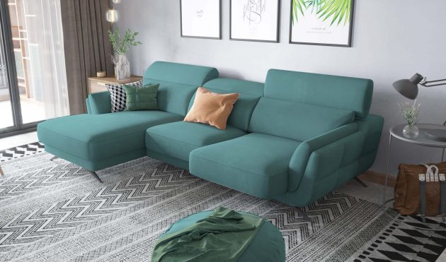 Ronda Ocean Teal Sectional Left Facing Chaise