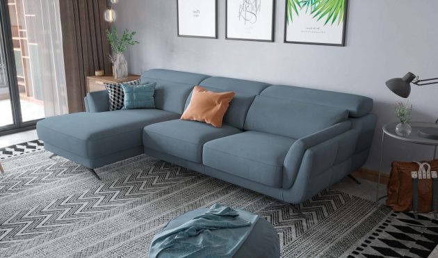 Ronda Midnight Blue Sectional Left Facing Chaise