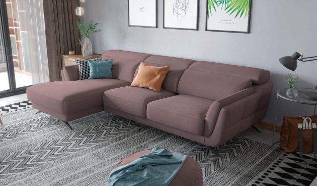 Ronda Rose Brown Sectional Left Facing Chaise
