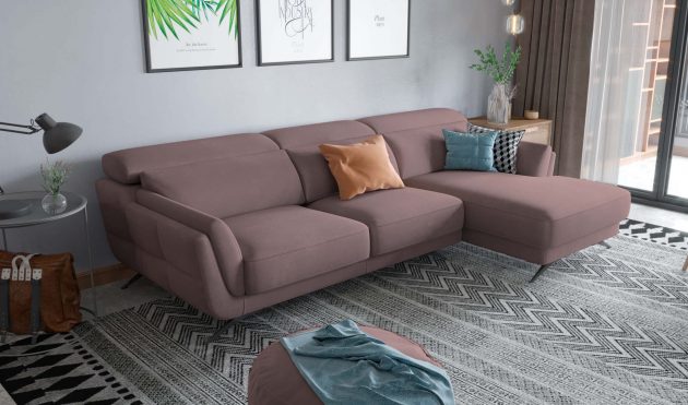 Ronda Rose Brown Sectional Right Facing Chaise