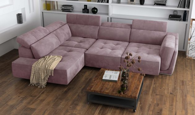 Bilbao Pink Sectional Sofa Left Bumper Chaise