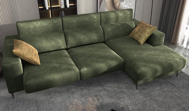 Lugo Verde Green Sectional Sofa Right Chaise