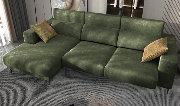 Lugo Verde Green Sectional Sofa Left Chaise