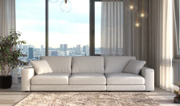 Toledo 3-seater XL sofa in light gray fabric