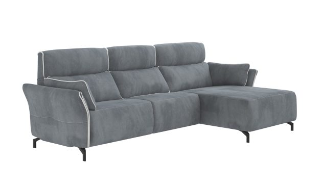 Adriana Blue Gray  Sectional Sofa Right Chaise with two power recliners