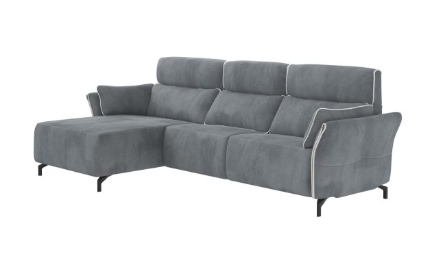 Adriana Blue Gray  Sectional Sofa Left Chaise with two power recliners