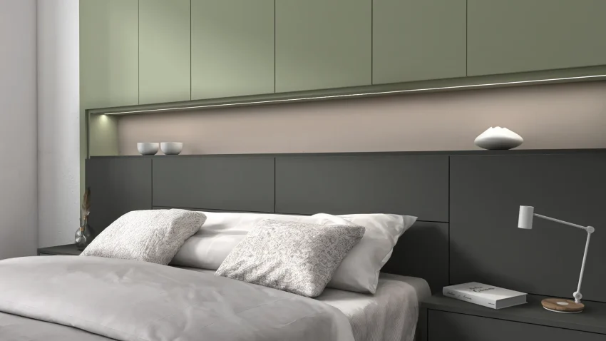 Alba grey and green built-in bedroom set with storage ZN028 - Image 2