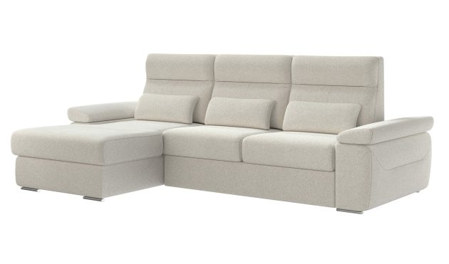 Granada Left Facing Chaise Off White Boucle Fabric Sectional Sofa Bed
