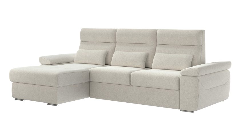 Granada Left Facing Chaise Off White Boucle Fabric Sectional Sofa Bed