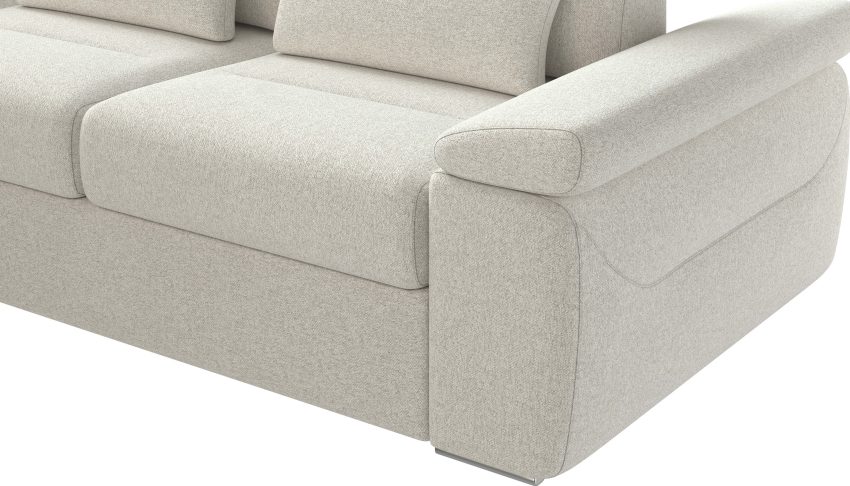 Granada Left Facing Chaise Off White Boucle Fabric Sectional Sofa Bed - Image 4