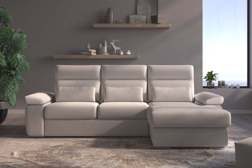 Granada Right Facing Chaise Off White Boucle Fabric Sectional Sofa Bed - Image 5
