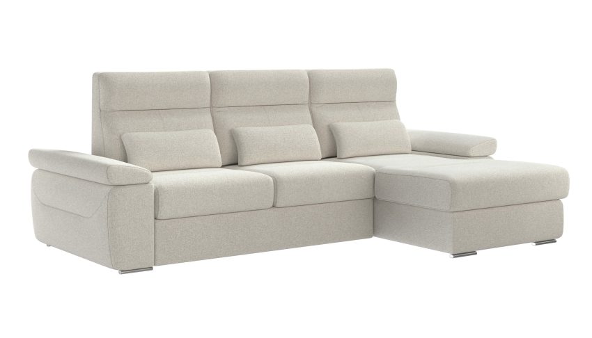 Granada Right Facing Chaise Off White Boucle Fabric Sectional Sofa Bed - Image 3