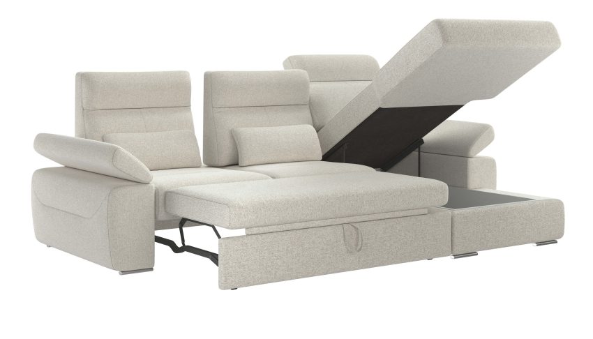 Granada Right Facing Chaise Off White Boucle Fabric Sectional Sofa Bed - Image 6