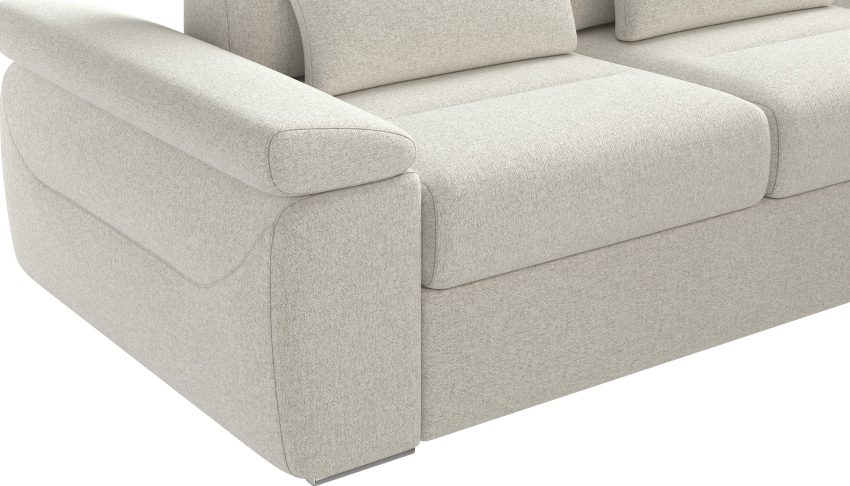 Granada Right Facing Chaise Off White Boucle Fabric Sectional Sofa Bed - Image 8