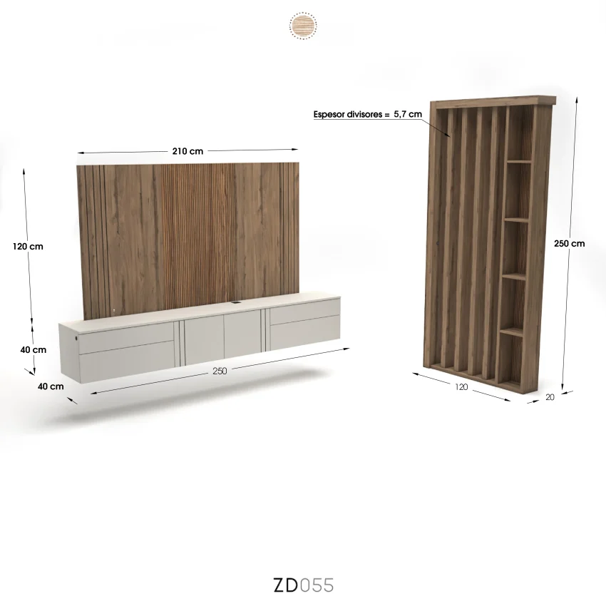 Horizonte Wall Mounted TV stand with LED Panel ZD055 - Image 8
