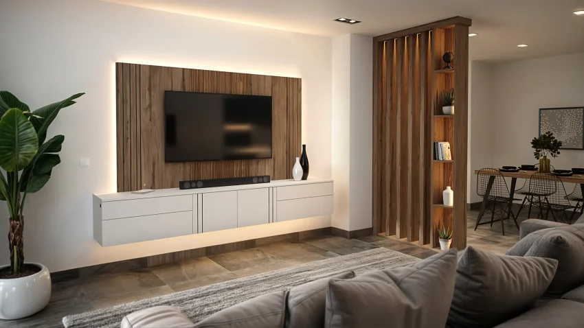 Horizonte Wall Mounted TV stand with LED Panel ZD055