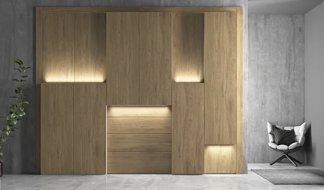 Ilusión Built in 3D doors wardrobe with LED lights