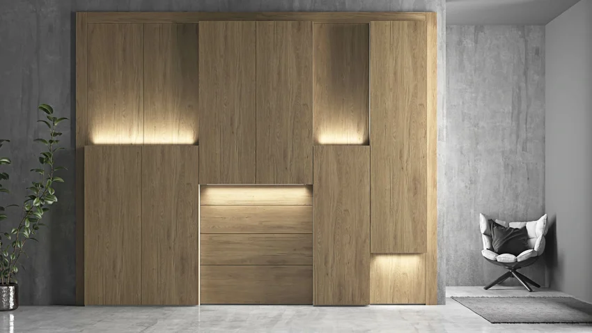 Ilusión Built in 3D doors wardrobe with LED lights