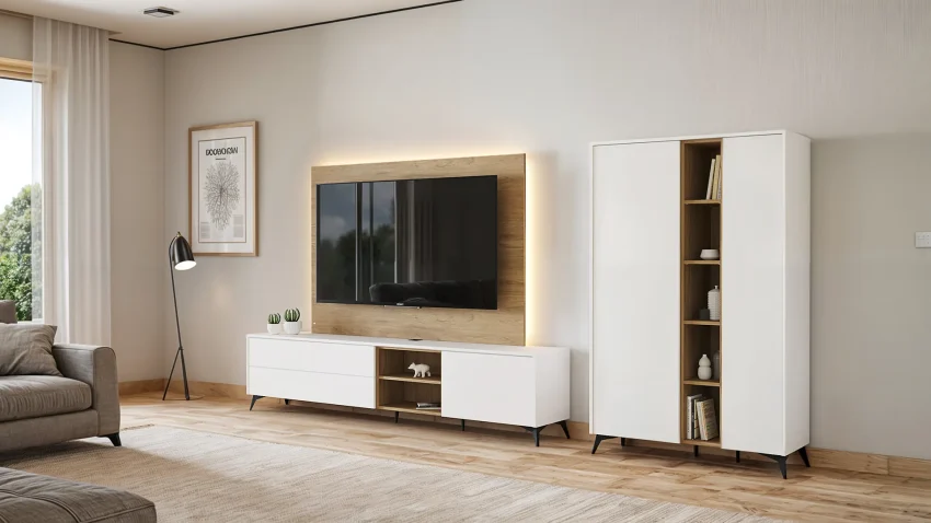 Jardin TV Stand with TV panel and Storage Tower ZD048