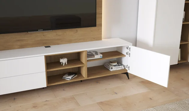 Jardin TV Stand with TV panel and Storage Tower ZD048