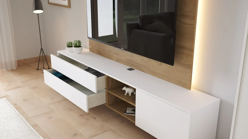 Jardin TV Stand with TV panel and Storage Tower ZD048 - Image 3