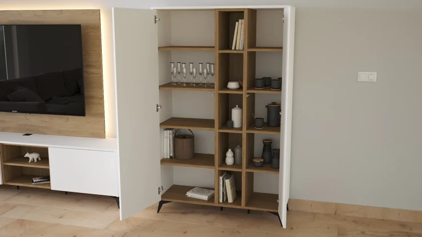 Jardin TV Stand with TV panel and Storage Tower ZD048 - Image 4