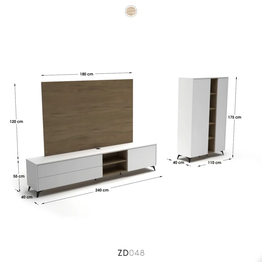 Jardin TV Stand with TV panel and Storage Tower ZD048 - Image 6
