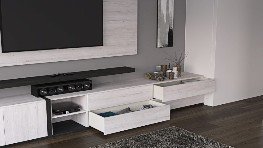Lirio Wall to Wall Custom TV stand with TV Panel CL027 - Image 3