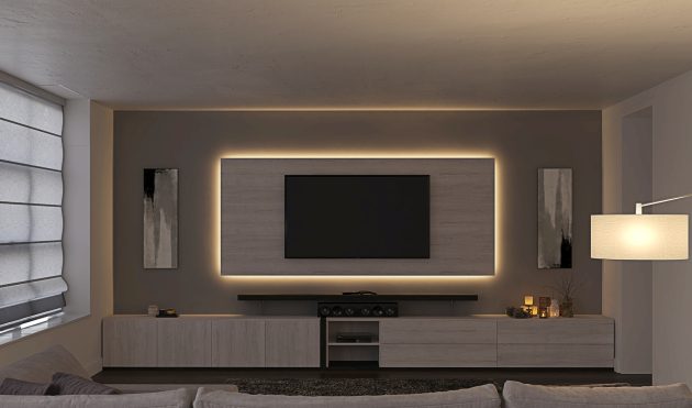 Lirio Wall to Wall Custom TV stand with TV Panel CL027