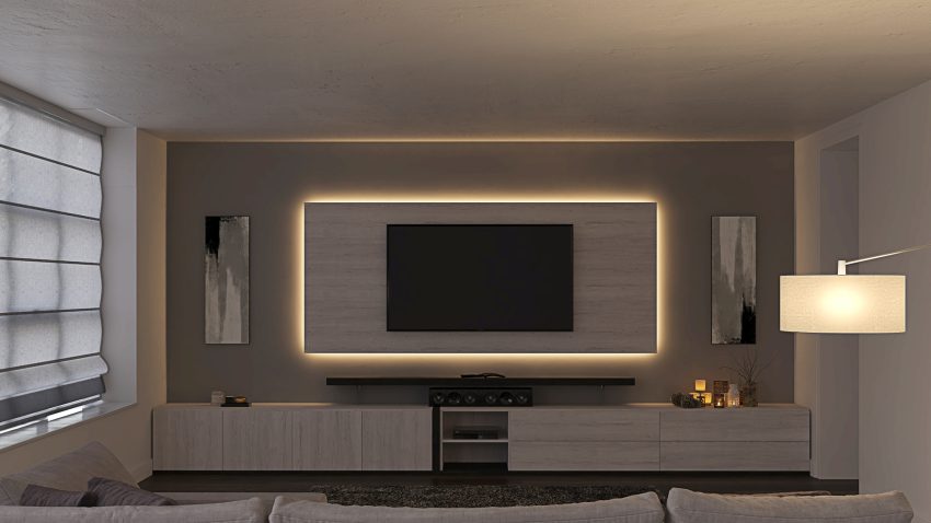 Lirio Wall to Wall Custom TV stand with TV Panel CL027 - Image 2