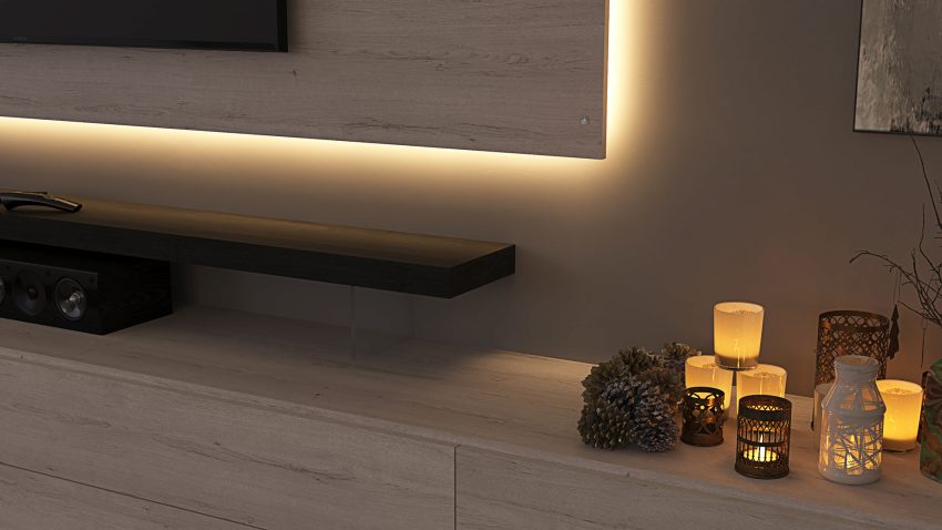 Lirio Wall to Wall Custom TV stand with TV Panel CL027 - Image 6
