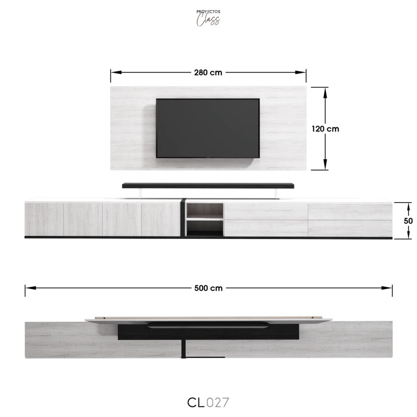 Lirio Wall to Wall Custom TV stand with TV Panel CL027 - Image 7