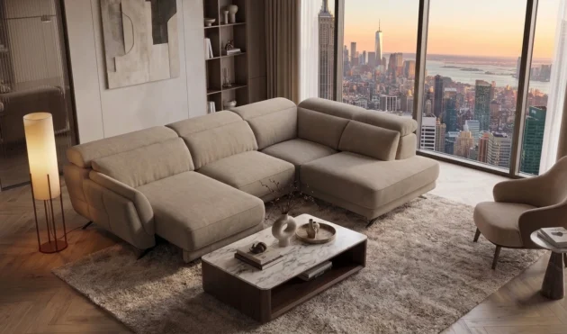 Ronda Beige Sectional Sofa Right Bumper Chaise